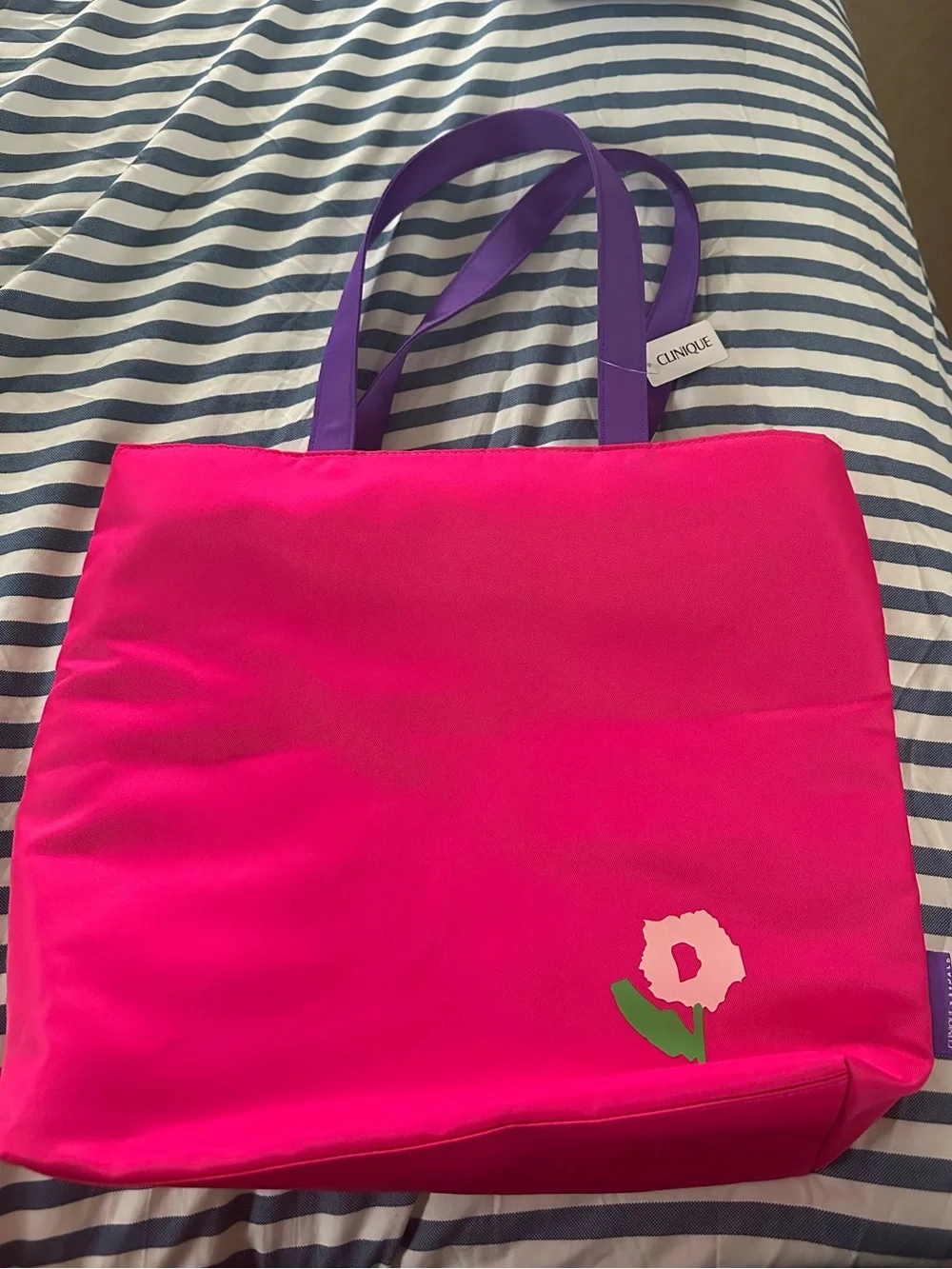 Clinique x Donald Floral Tote with Purple Handles